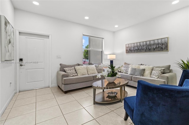 view of tiled living room