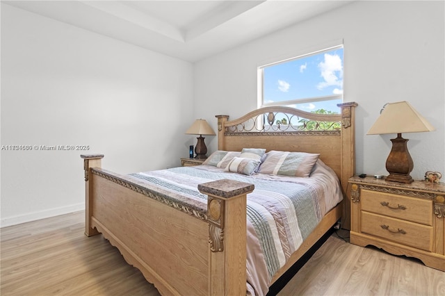 bedroom with light hardwood / wood-style floors