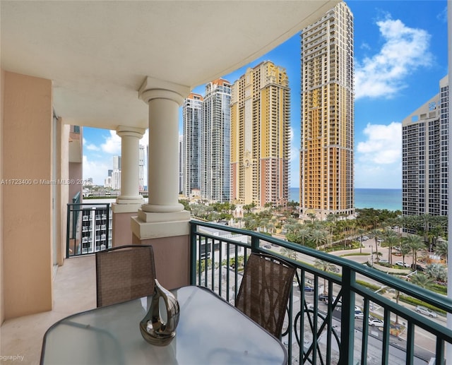 balcony with a water view