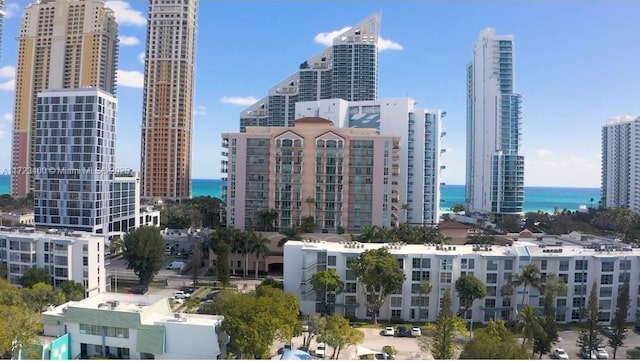 property's view of city featuring a water view