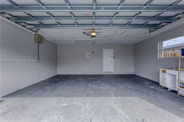 garage with a garage door opener