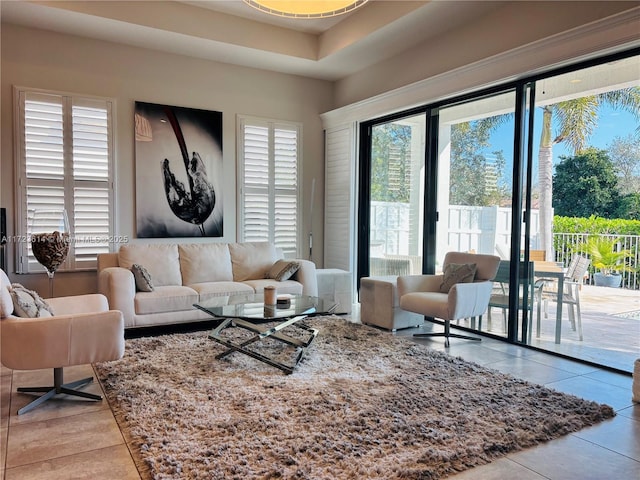 view of tiled living room