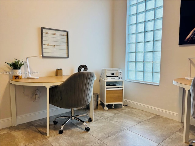 view of tiled home office