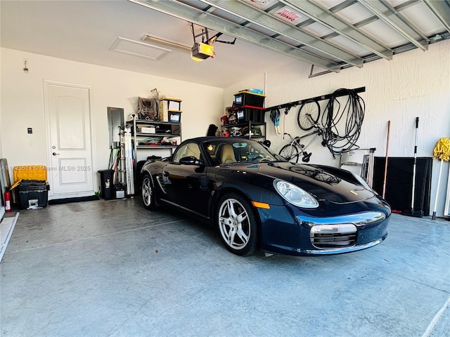 garage with a garage door opener