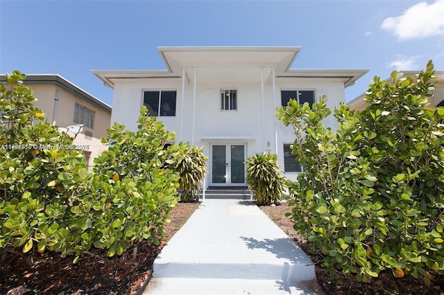 view of front facade featuring french doors