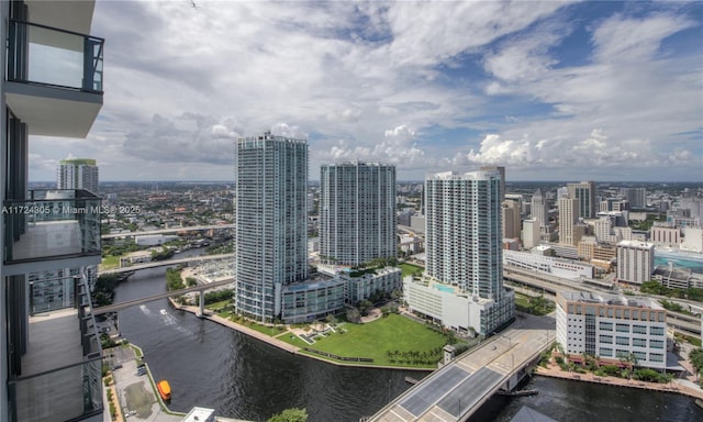 property's view of city with a water view