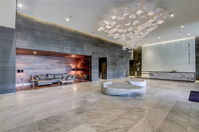 68 SE 6th St Unit 3511, Miami, FL 33131 - community lobby with a high ceiling and recessed lighting