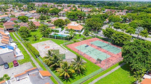 birds eye view of property with a residential view