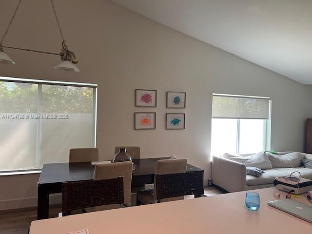 4357 Magnolia Ridge Dr, Weston, FL 33331 - dining area with plenty of natural light, wood finished floors, and high vaulted ceiling