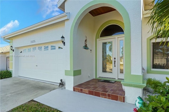 property entrance with a garage