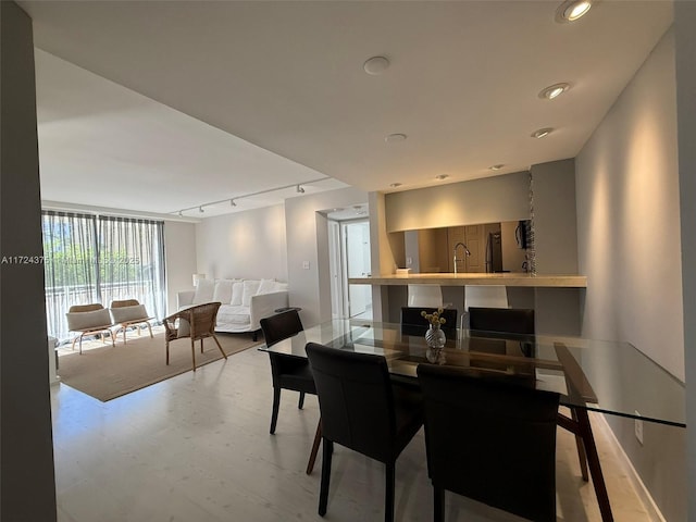 dining area with rail lighting