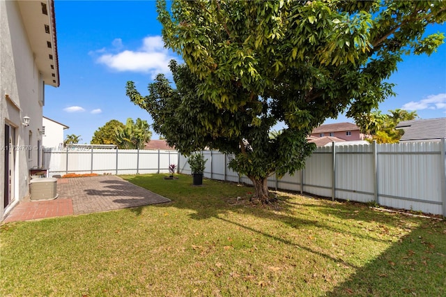 view of yard featuring a fenced backyard and a patio