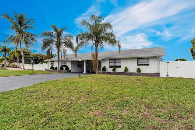 ranch-style house with a front yard