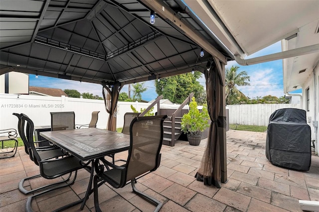 view of patio featuring a gazebo