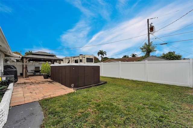 view of yard with a gazebo and a patio area