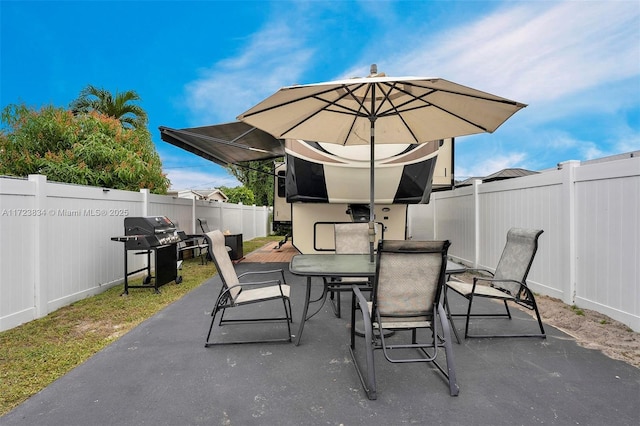 view of patio with area for grilling