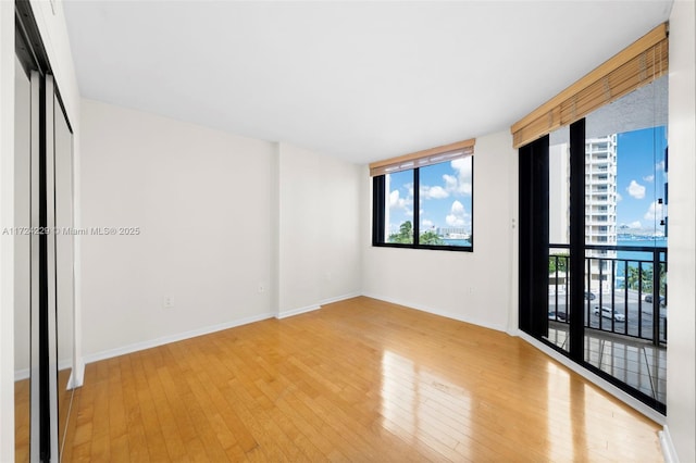 spare room featuring light hardwood / wood-style floors