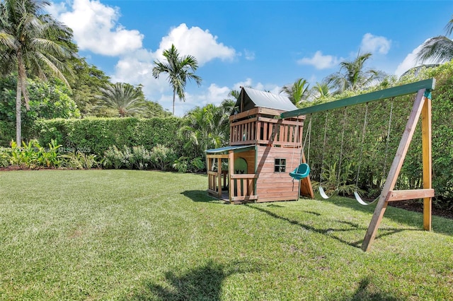 view of play area with a lawn