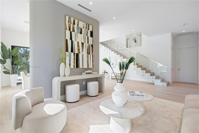 living room featuring light hardwood / wood-style flooring