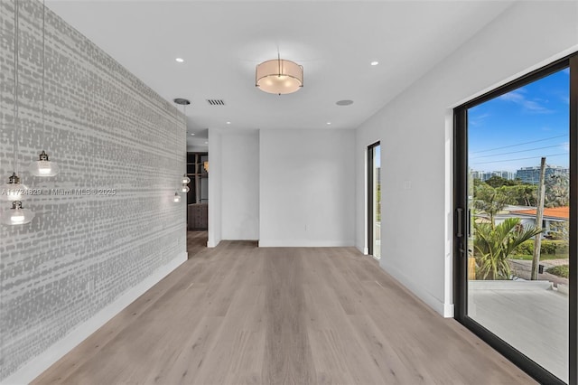 hall featuring light wood-type flooring