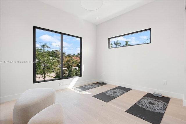 interior space with hardwood / wood-style floors