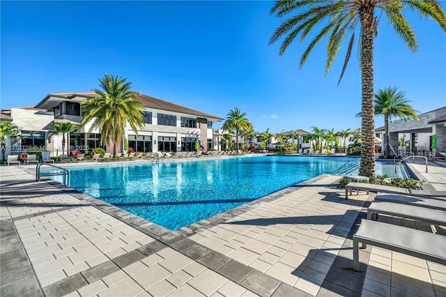 view of pool featuring a patio