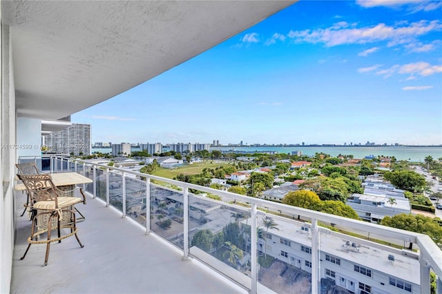 balcony with a water view