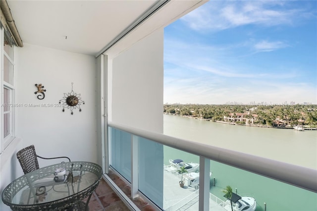 balcony with a water view