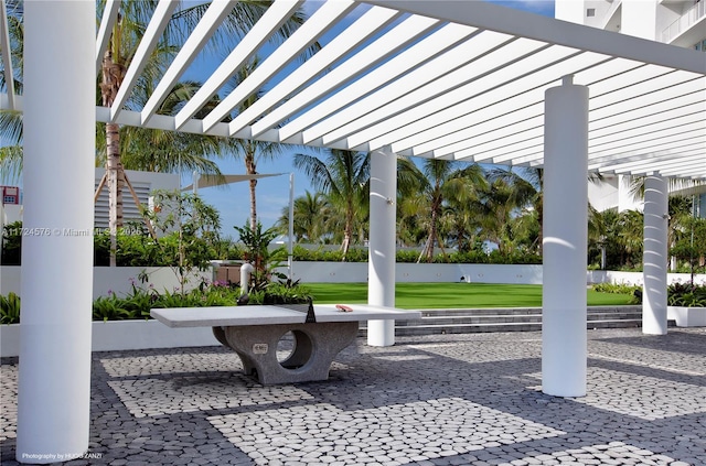 view of community featuring a pergola