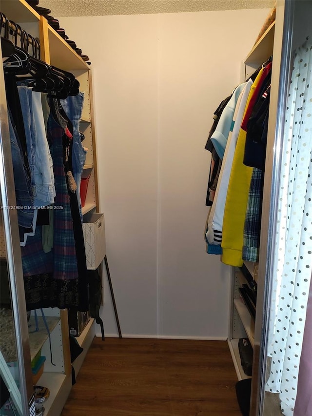 walk in closet featuring dark hardwood / wood-style flooring