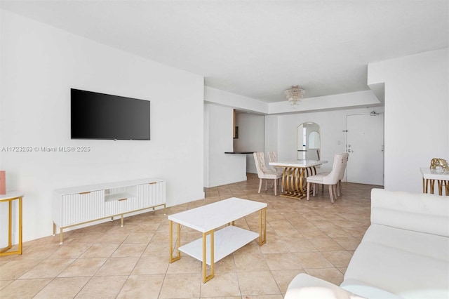 view of tiled living room