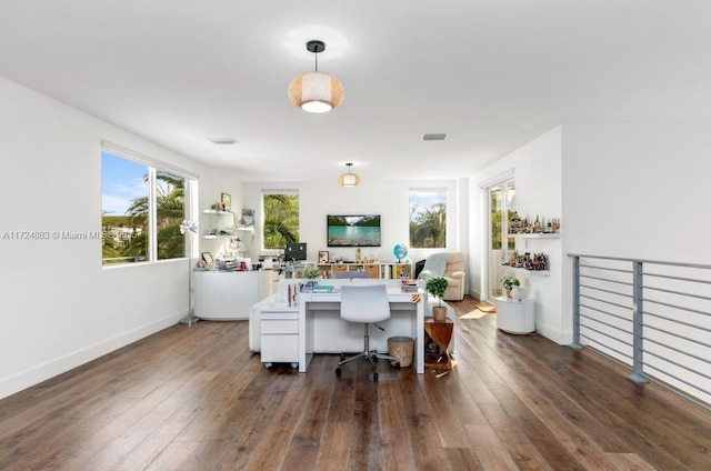 office area featuring dark hardwood / wood-style flooring