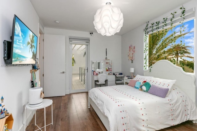 bedroom featuring dark hardwood / wood-style floors