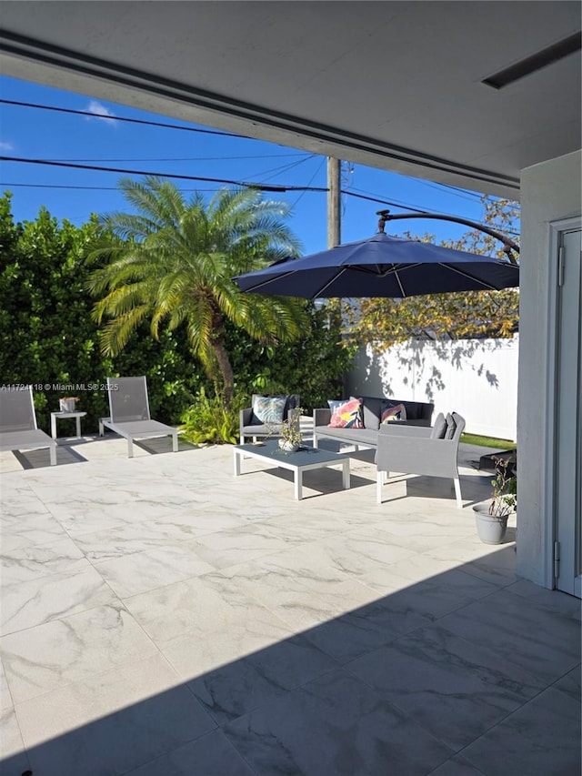 view of patio / terrace featuring an outdoor living space