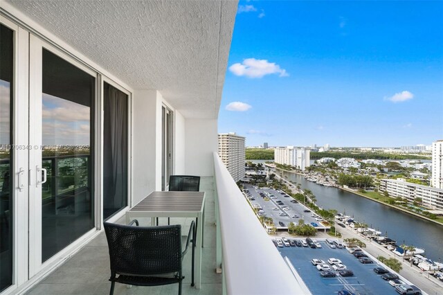 balcony with a water view