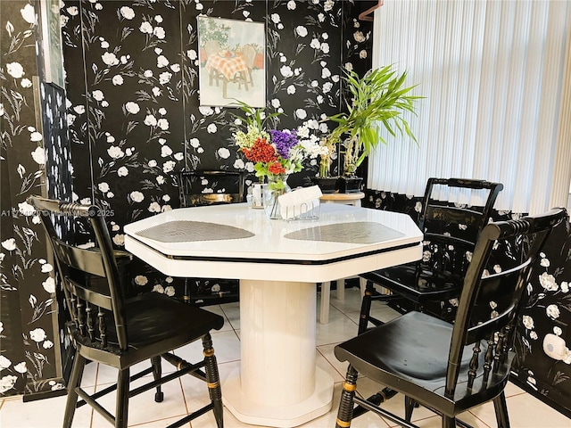 dining room with tile patterned flooring