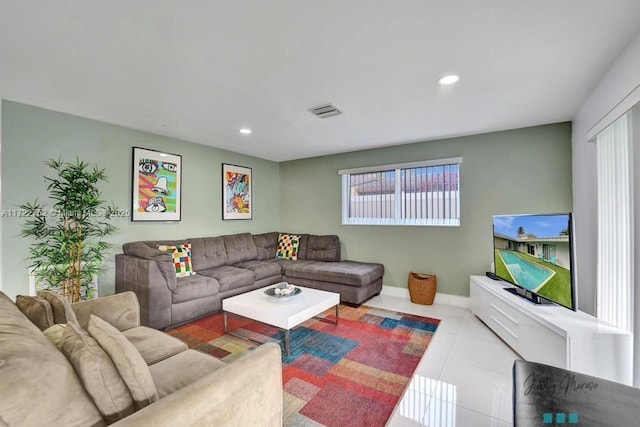 view of tiled living room