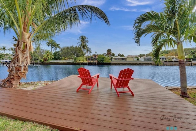 dock area featuring a water view