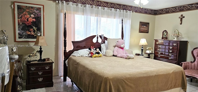 bedroom featuring light tile patterned floors