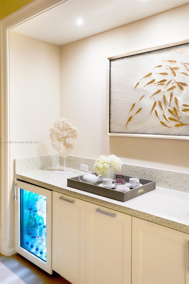 kitchen featuring wine cooler