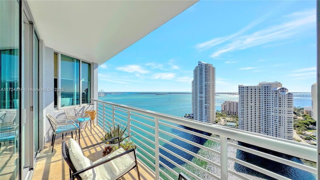 balcony with a water view