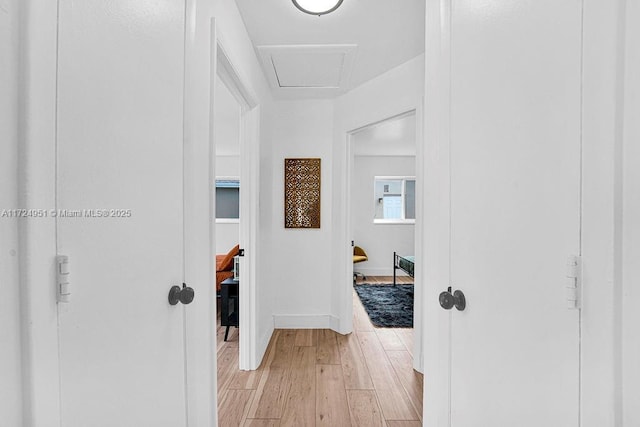 corridor featuring light hardwood / wood-style flooring