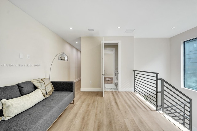 living room with light wood-type flooring