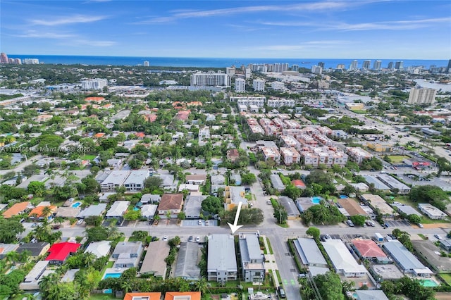 bird's eye view featuring a water view