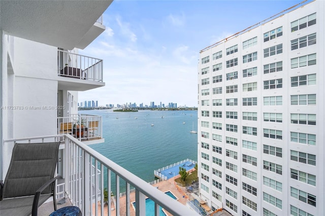 balcony with a water view