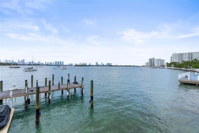 view of dock featuring a water view