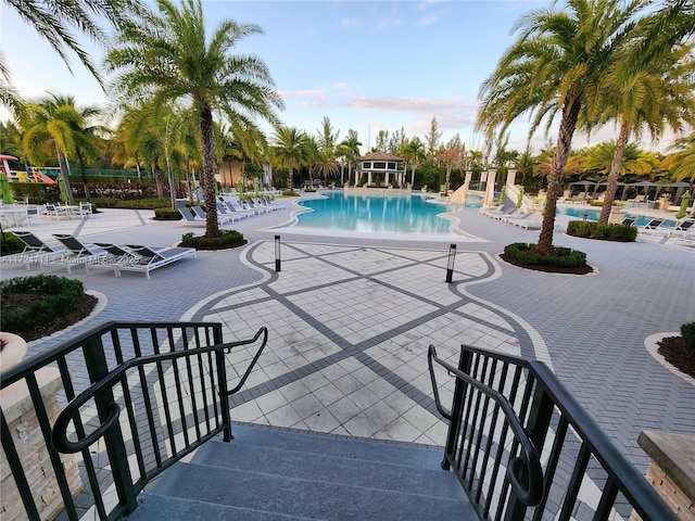 view of pool featuring a patio area