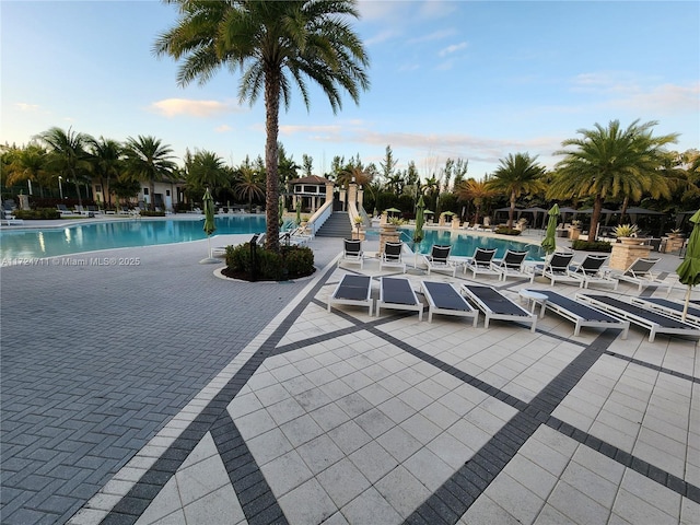 view of pool featuring a patio area