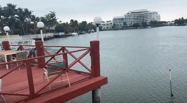 view of dock featuring a water view