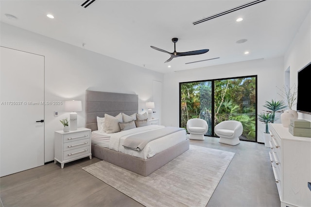 bedroom featuring ceiling fan